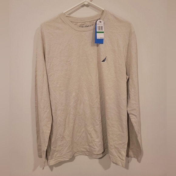 Nautica Men's long sleeve T shirt | Tan Colour | Size L | NWT - Picture 2 of 9